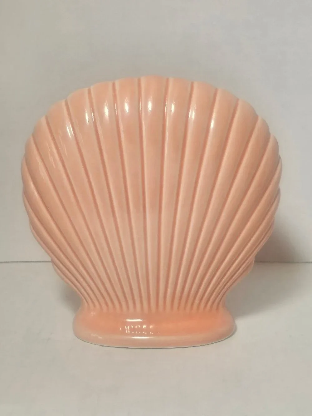 Vintage Pink Coral Scallop Clamshell Planter Vase Made in Japan Nautical Decor